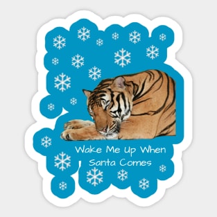 Cute Sleeping Tiger Snowflake Christmas Sticker